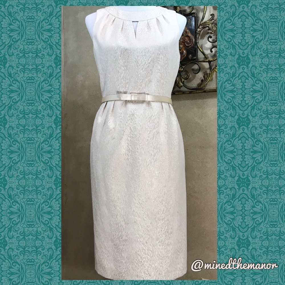 TAHARI Lined Midi Sleeveless Dress w/ Belt EUC sz6